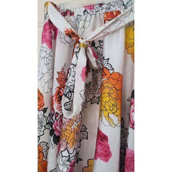 Flint and Moss Floral Pull On Midi Skirt, Large, Artsy, Boho, Cottagecore Whimsy - Picture 2 of 9